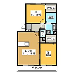 プルミエ3 2LDKの間取図画像