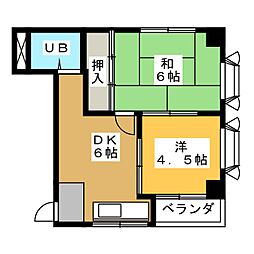 メトロポリス2 2DKの間取図画像