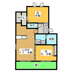 セジュール三ツ池 2LDKの間取図画像