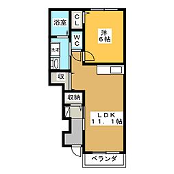 エステート川島2 1LDKの間取図画像