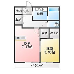 グリーンフォレスト那加門前 1DKの間取図画像