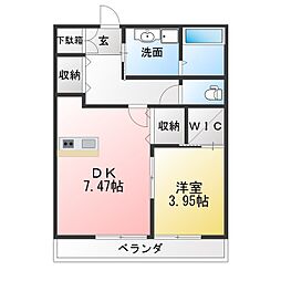 グリーンフォレスト那加門前 1DKの間取図画像