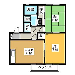 スギヤマハウスA 2LDKの間取図画像