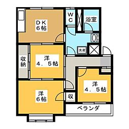 プリンセス石山 3DKの間取図画像