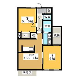 コーラルB 2LDKの間取図画像