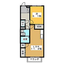 アムール小林 1LDKの間取図画像