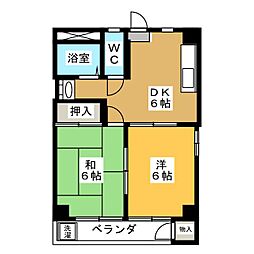 クリスタルハイツ 2DKの間取図画像