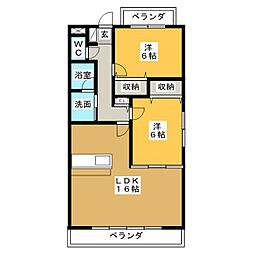 ブラウニィヒル 2LDKの間取図画像