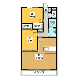 ブラウニィヒル 2LDKの間取図画像