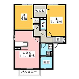 グランシャリオL 2LDKの間取図画像