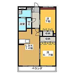 シャローム 2LDKの間取図画像