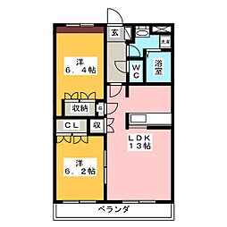 マーキュリーパレス 2LDKの間取図画像