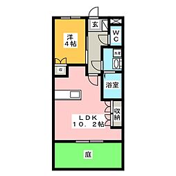 オアシスヒロミ 1LDKの間取図画像