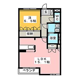 マーキュリーパレス2 1LDKの間取図画像