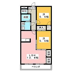 グランドソレーユ 2LDKの間取図画像
