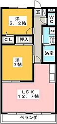アクア・ハイツ 2LDKの間取図画像