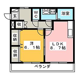 サンコーポ舟岡 1LDKの間取図画像