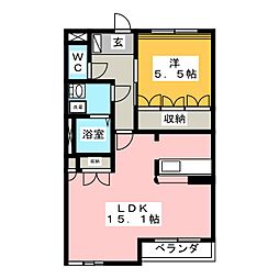 マーキュリーパレス2 1LDKの間取図画像