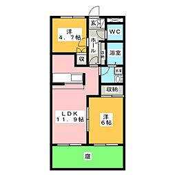 グレースヴィラ西川 2LDKの間取図画像