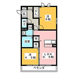 グレンディール 2LDKの間取図画像