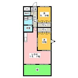 アエル 2LDKの間取図画像