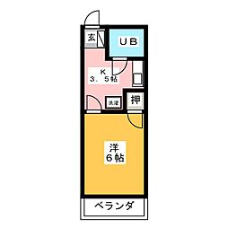 グリーンハイツ2 1Kの間取図画像