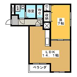 ハートフルマンションブラン 1LDKの間取図画像