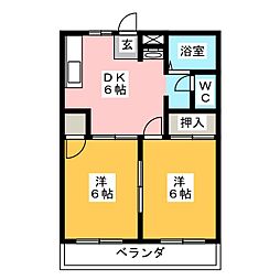 大恵第2マンション 2DKの間取図画像