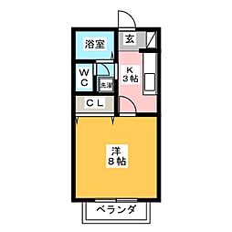 プレステージKE1 1Kの間取図画像