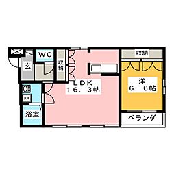 おあしす 1LDKの間取図画像