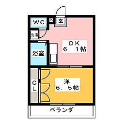 ゴールドレジデンスポピー 1DKの間取図画像