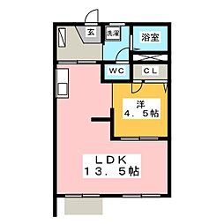 タウニイマキB 1LDKの間取図画像