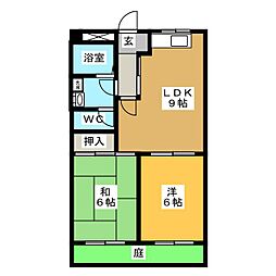 可児時田ハウス 2LDKの間取図画像