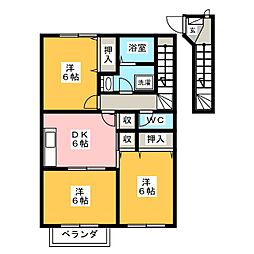 アヴニールC 3DKの間取図画像