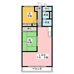 美笠ロイヤルパーク 2LDKの間取図画像