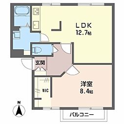 グリーンサイドB 1LDKの間取図画像