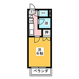 サープラスワン萩A 1Kの間取図画像