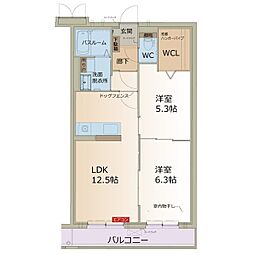 メゾン ド ヒルズ 2LDKの間取図画像
