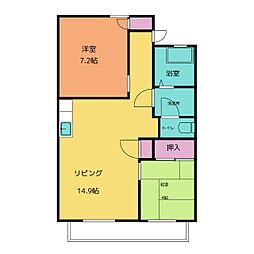 ＭＵヒルズ　Ｂ 1階2LDKの間取り