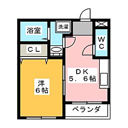 壹進荘 2階1DKの間取り