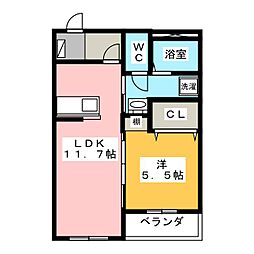 レジデンス北方 3階1LDKの間取り