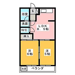 エポックハイムけんせいB 2DKの間取図画像