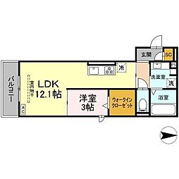 Souwa 1LDKの間取図画像