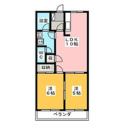 みずほテラス　Ｂ 2階2LDKの間取り