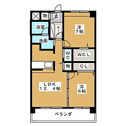 Ｐａｌａｉｓ　Ｒｏｂｅｒｔ 4階2LDKの間取り