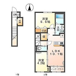 Lupinus 2階2LDKの間取り