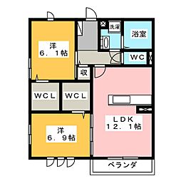 Riqueza穂積 3階2LDKの間取り