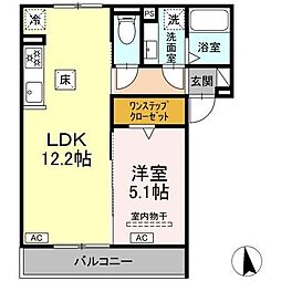 HILLS Kei 1階1LDKの間取り