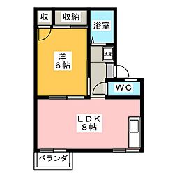 ヴィラ・アカンサス　Ａ 1階1LDKの間取り