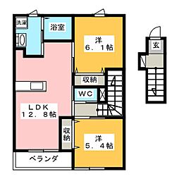 コンフォルト 2階2LDKの間取り